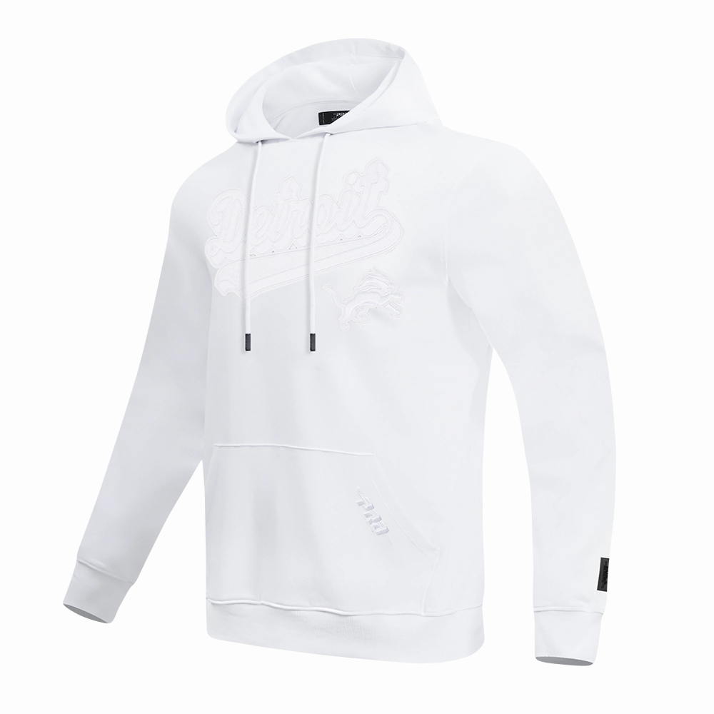 NFL DETROIT LIONS WHITE OUT MEN'S DOUBLE KNIT PULLOVER HOODIE (WHITE)