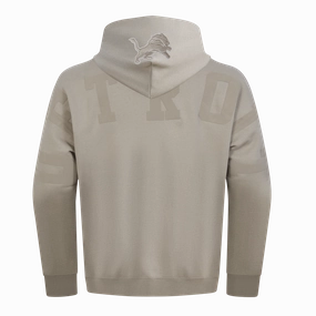 NFL DETROIT LIONS WINGSPAN MEN'S DROP SHOULDER FLEECE PULLOVER HOODIE (TAUPE)