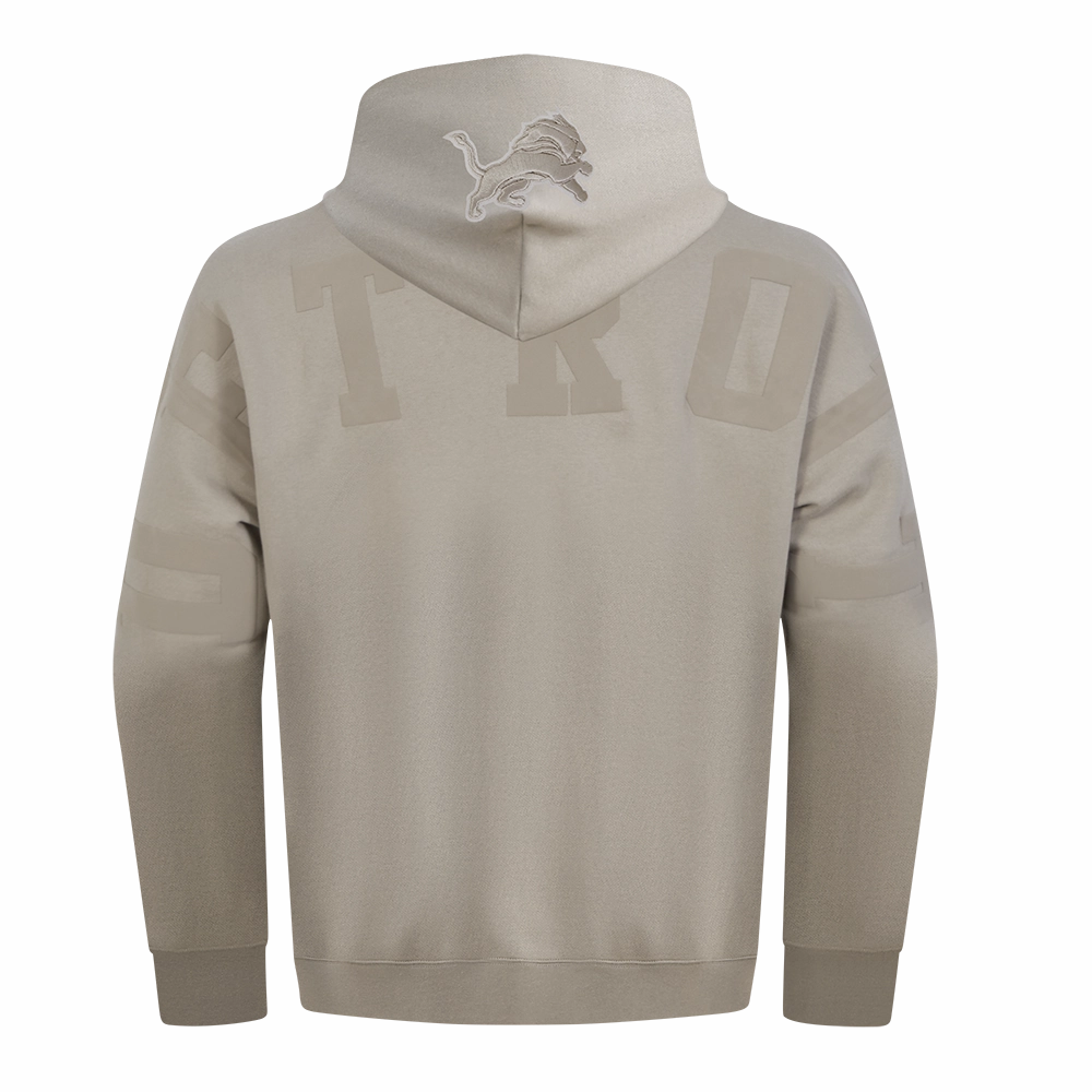 NFL DETROIT LIONS WINGSPAN MEN'S DROP SHOULDER FLEECE PULLOVER HOODIE (TAUPE)