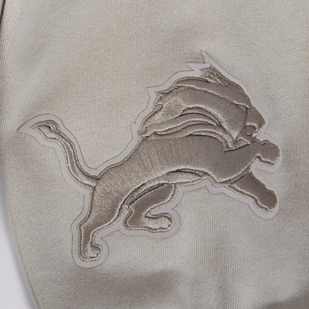 NFL DETROIT LIONS WINGSPAN MEN'S DROP SHOULDER FLEECE PULLOVER HOODIE (TAUPE)