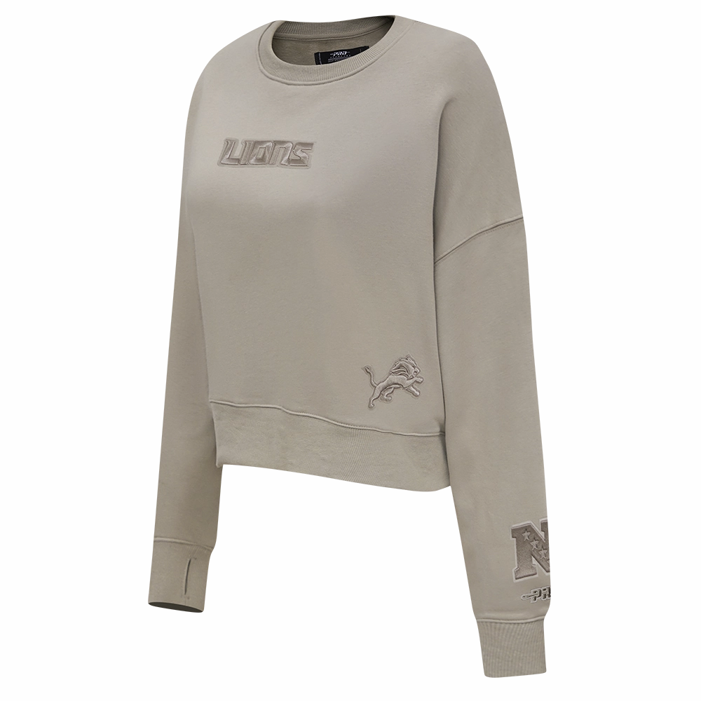 NFL DETROIT LIONS WINGSPAN WOMEN'S FLEECE CREWNECK (TAUPE)