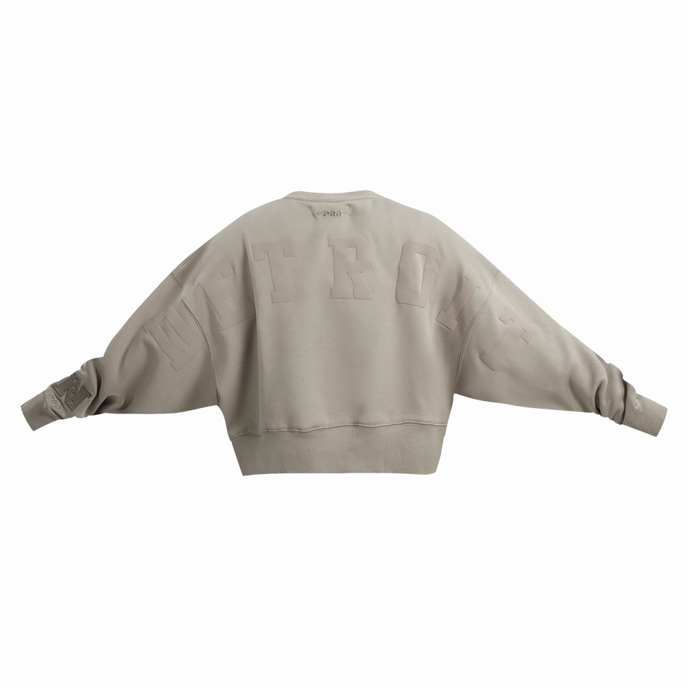 NFL DETROIT LIONS WINGSPAN WOMEN'S FLEECE CREWNECK (TAUPE)