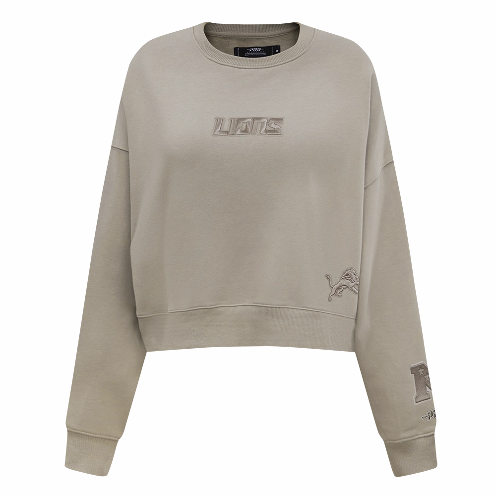 NFL DETROIT LIONS WINGSPAN WOMEN'S FLEECE CREWNECK (TAUPE)