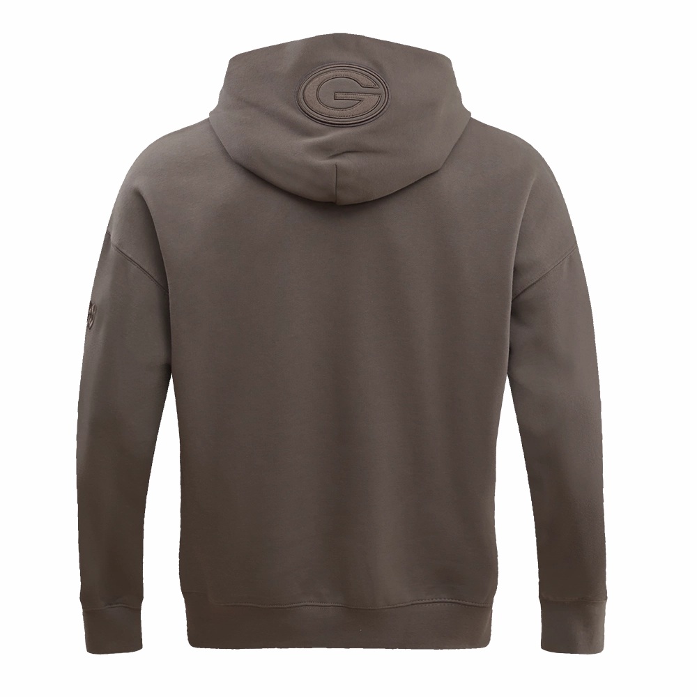 NFL GREEN BAY PACKERS NEUTRAL MEN'S DROP SHOULDER PULLOVER HOODIE (DARK TAUPE)