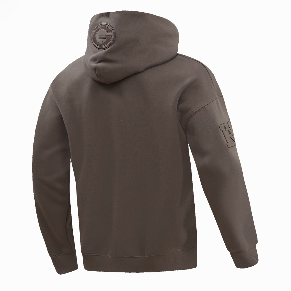NFL GREEN BAY PACKERS NEUTRAL MEN'S DROP SHOULDER PULLOVER HOODIE (DARK TAUPE)