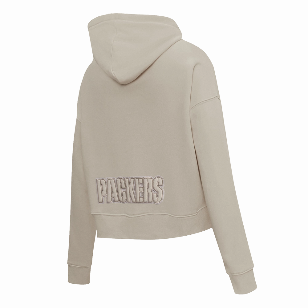 NFL GREEN BAY PACKERS NEUTRAL WOMEN'S CROPPED PULLOVER HOODIE (TAUPE)