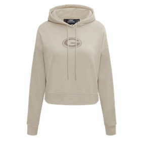 NFL GREEN BAY PACKERS NEUTRAL WOMEN'S CROPPED PULLOVER HOODIE (TAUPE)