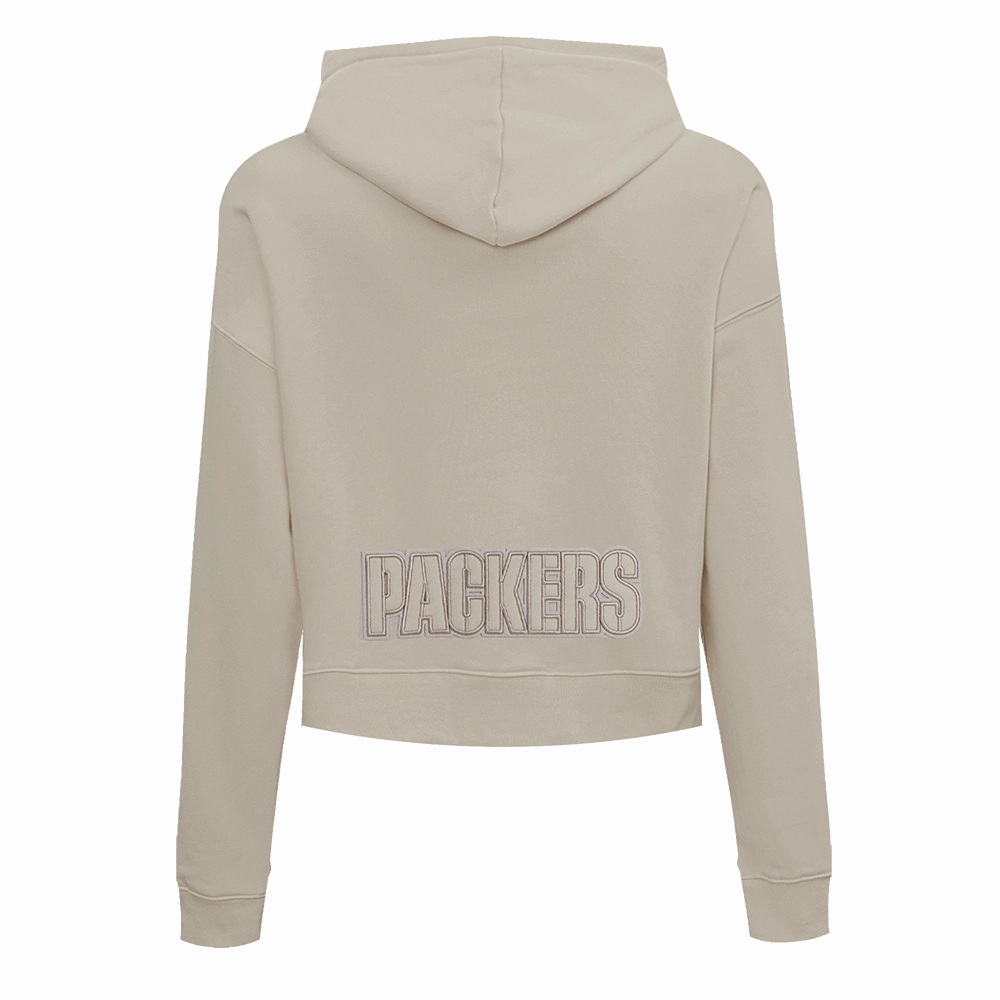 NFL GREEN BAY PACKERS NEUTRAL WOMEN'S CROPPED PULLOVER HOODIE (TAUPE)