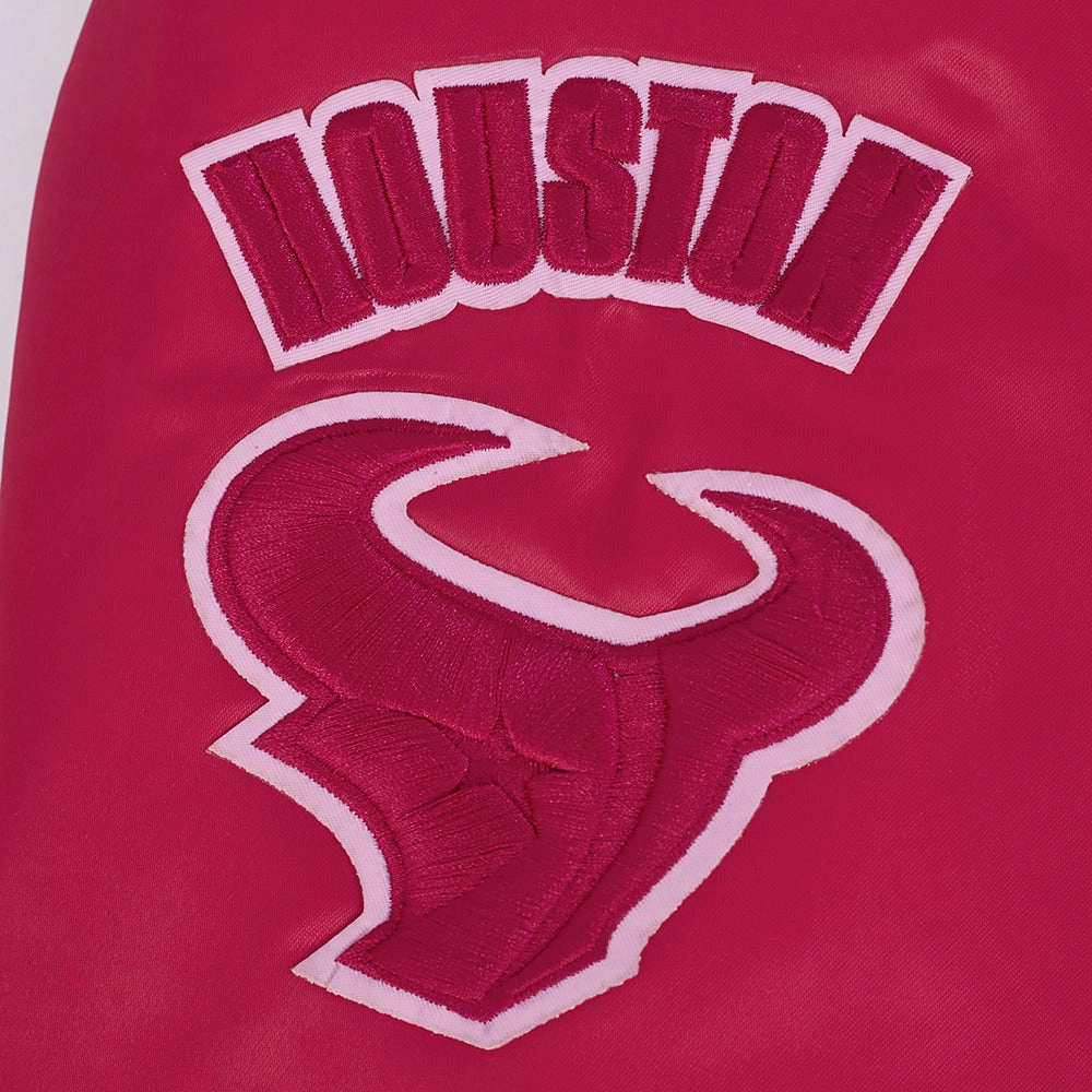 NFL HOUSTON TEXANS CLASSIC TRIPLE PINK WOMEN'S SATIN JACKET (BEETROOT PURPLE)