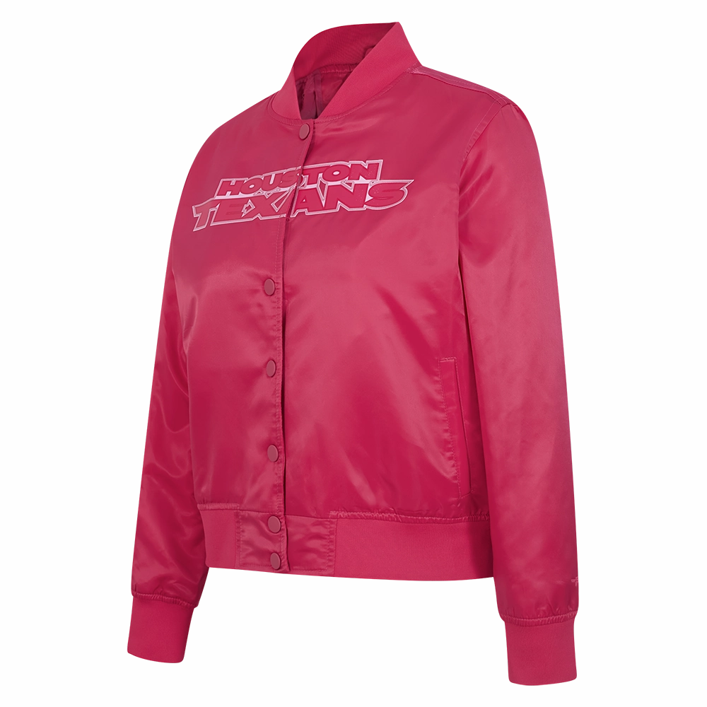 NFL HOUSTON TEXANS CLASSIC TRIPLE PINK WOMEN'S SATIN JACKET (BEETROOT PURPLE)