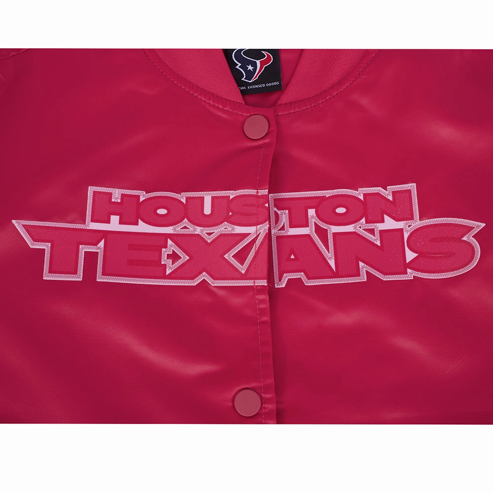 NFL HOUSTON TEXANS CLASSIC TRIPLE PINK WOMEN'S SATIN JACKET (BEETROOT PURPLE)