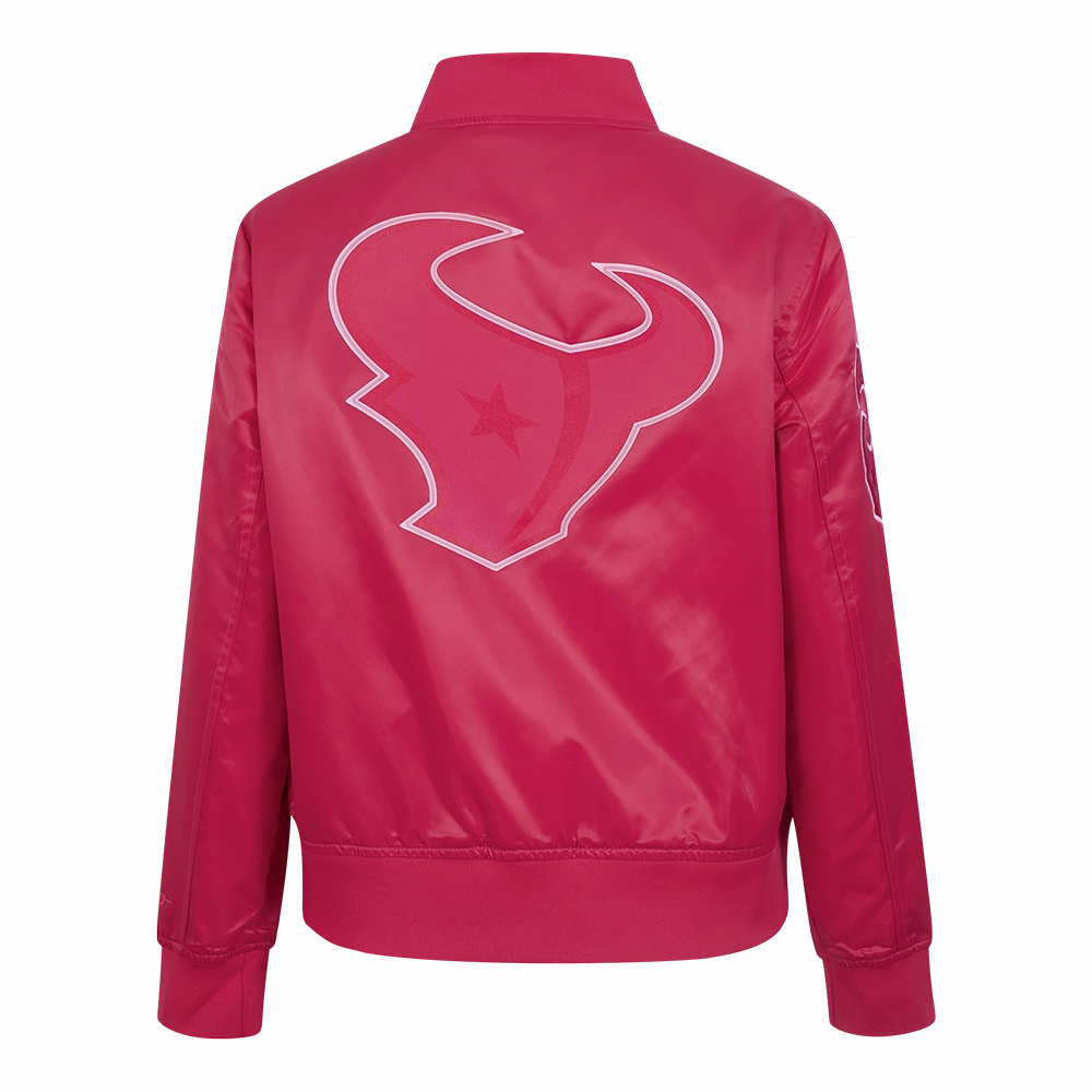 NFL HOUSTON TEXANS CLASSIC TRIPLE PINK WOMEN'S SATIN JACKET (BEETROOT PURPLE)