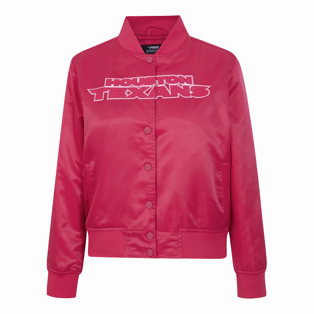 NFL HOUSTON TEXANS CLASSIC TRIPLE PINK WOMEN'S SATIN JACKET (BEETROOT PURPLE)