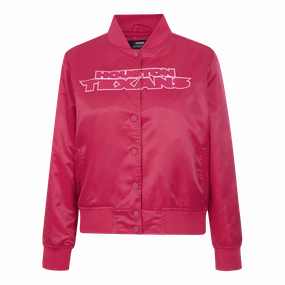 NFL HOUSTON TEXANS CLASSIC TRIPLE PINK WOMEN'S SATIN JACKET (BEETROOT PURPLE)