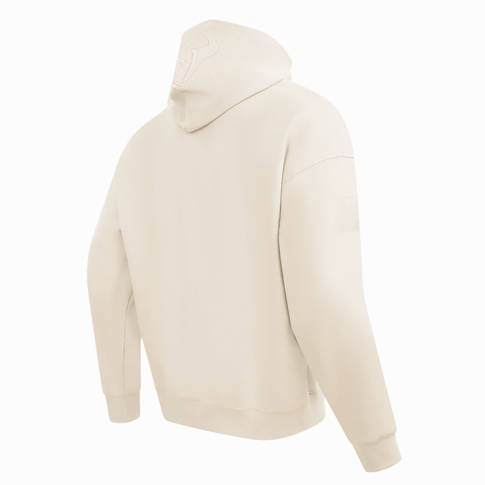 NFL HOUSTON TEXANS NEUTRAL MEN'S DROP SHOULDER FLEECE PULLOVER HOODIE (EGGSHELL)