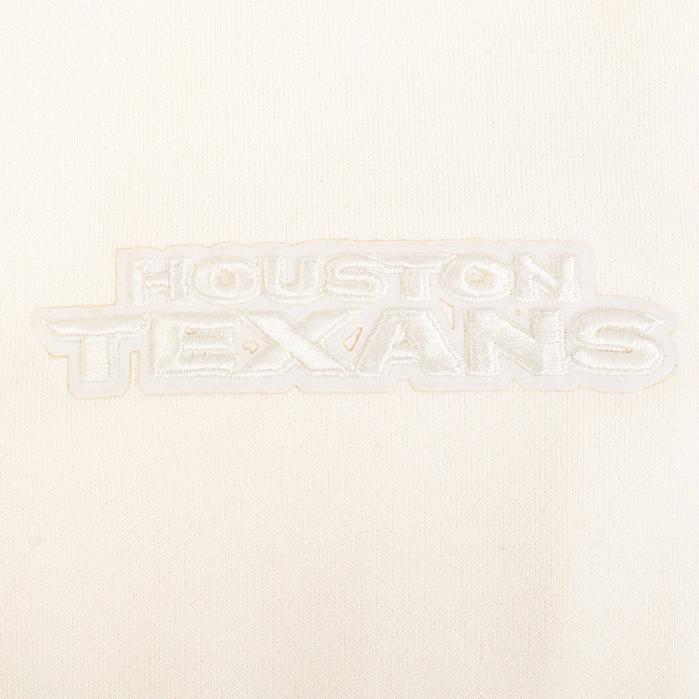 NFL HOUSTON TEXANS NEUTRAL MEN'S DROP SHOULDER FLEECE PULLOVER HOODIE (EGGSHELL)