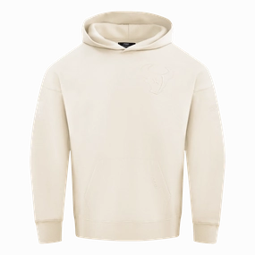 NFL HOUSTON TEXANS NEUTRAL MEN'S DROP SHOULDER FLEECE PULLOVER HOODIE (EGGSHELL)