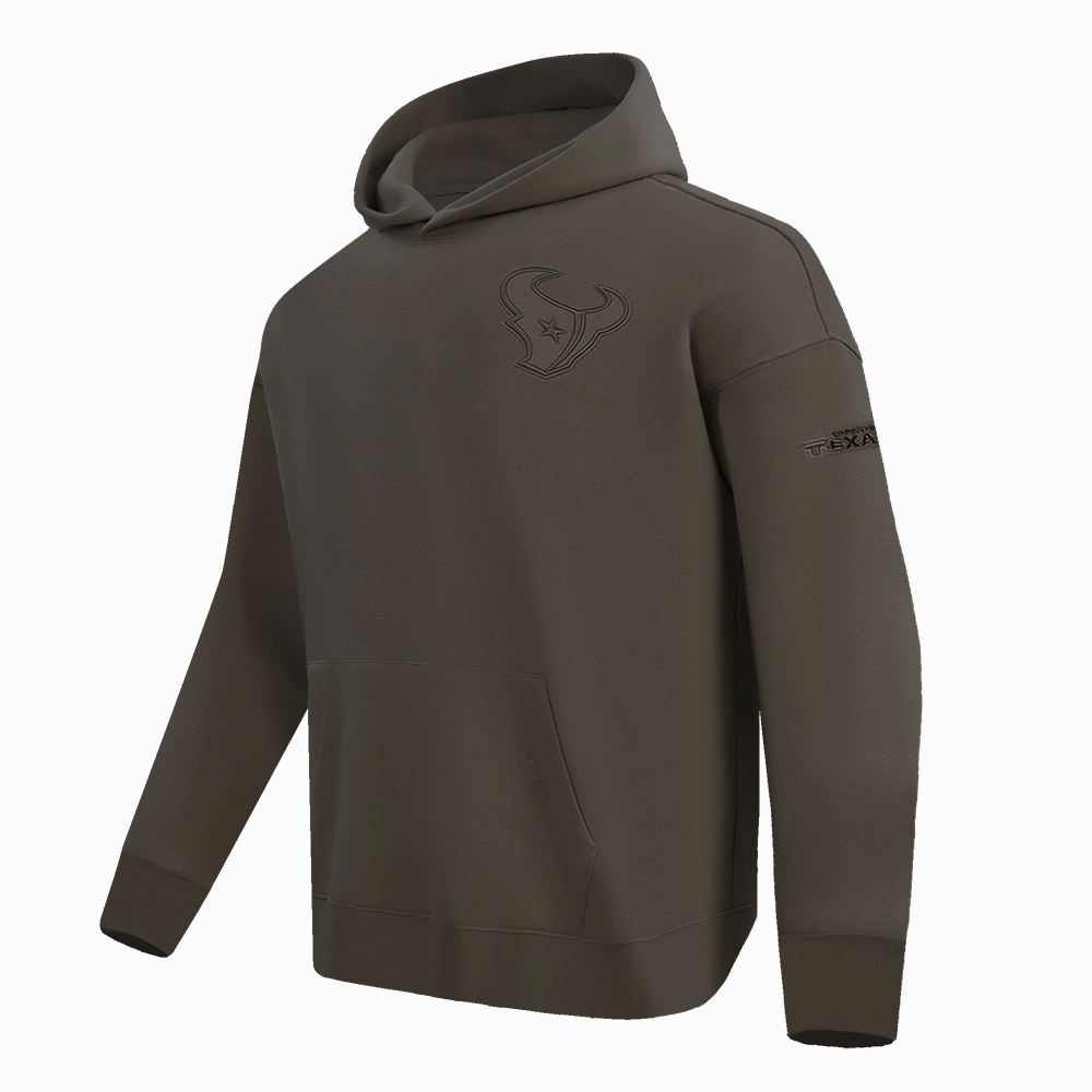 NFL HOUSTON TEXANS NEUTRAL MEN'S DROP SHOULDER PULLOVER HOODIE (DARK TAUPE)