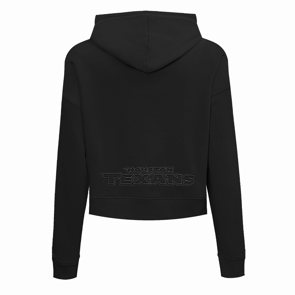 NFL HOUSTON TEXANS NEUTRAL WOMEN'S CROPPED PULLOVER HOODIE (BLACK)
