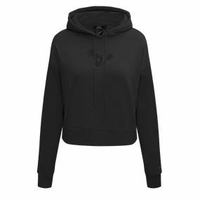 NFL HOUSTON TEXANS NEUTRAL WOMEN'S CROPPED PULLOVER HOODIE (BLACK)