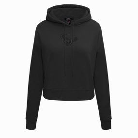 NFL HOUSTON TEXANS NEUTRAL WOMEN'S CROPPED PULLOVER HOODIE (BLACK)