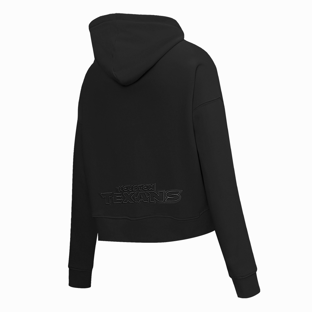 NFL HOUSTON TEXANS NEUTRAL WOMEN'S CROPPED PULLOVER HOODIE (BLACK)