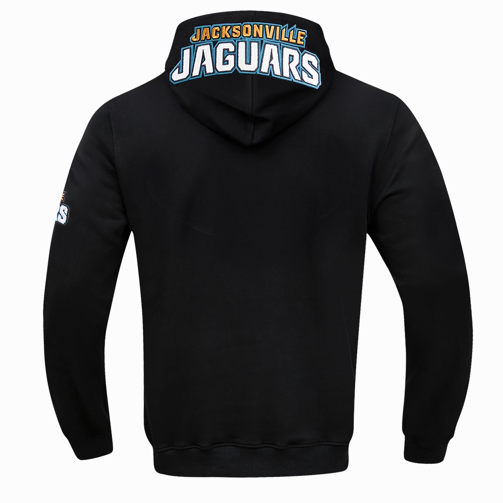 NFL JACKSONVILLE JAGUARS CLASSIC CHENILLE MEN'S DOUBLE KNIT PULLOVER HOODIE (BLACK)