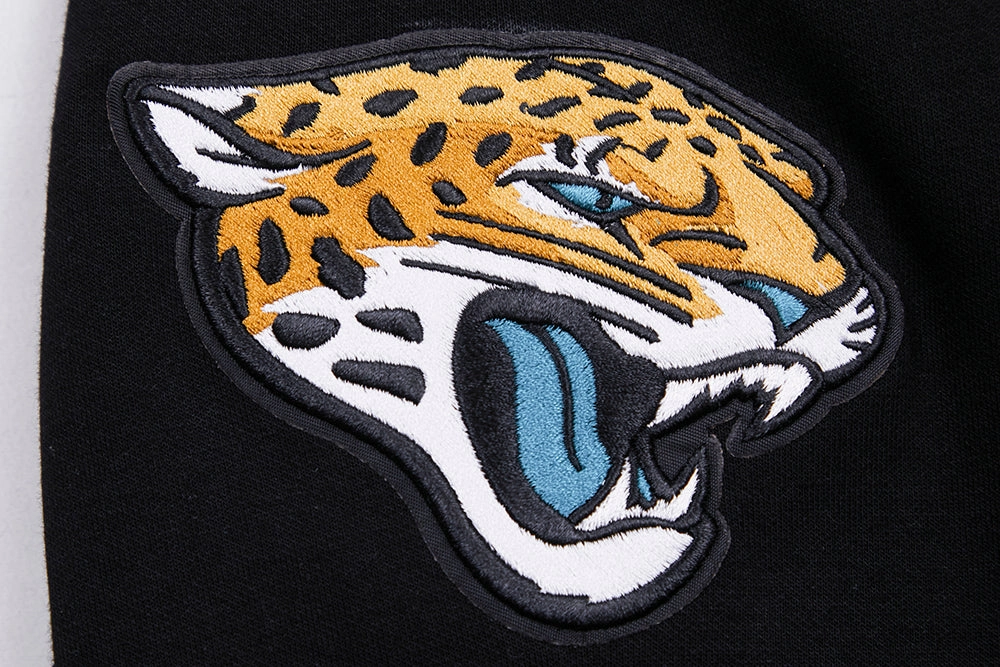 NFL JACKSONVILLE JAGUARS CLASSIC CHENILLE MEN'S DOUBLE KNIT PULLOVER HOODIE (BLACK)
