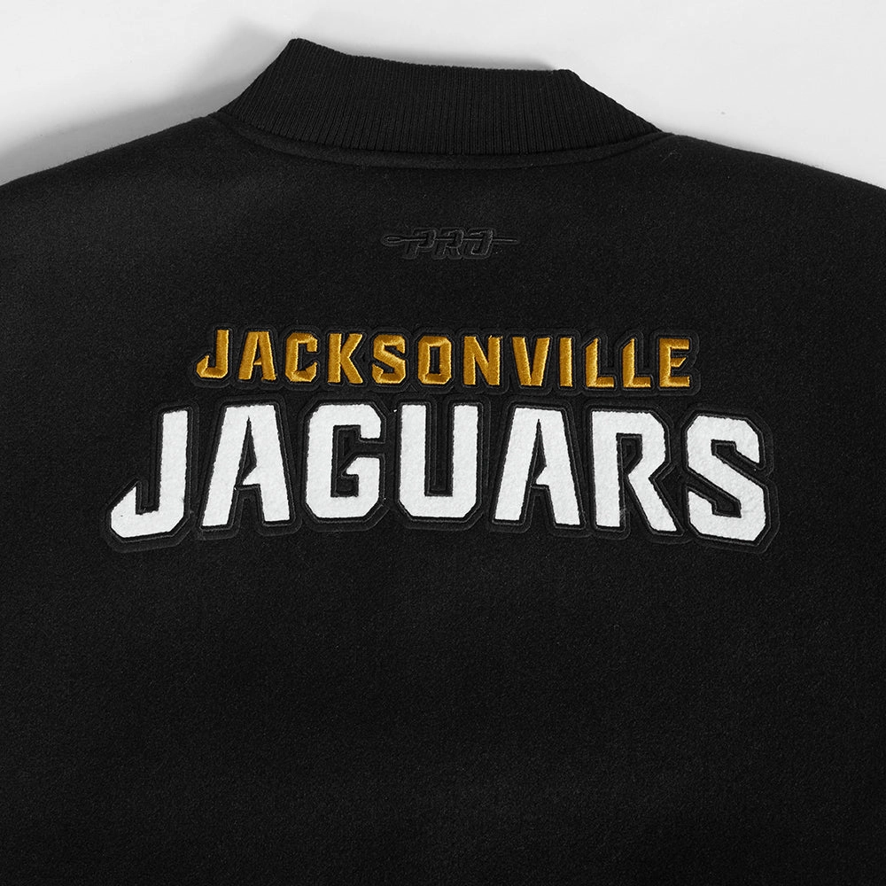 NFL JACKSONVILLE JAGUARS CLASSIC WOMEN'S WOOL VARSITY JACKET (BLACK/WHITE)