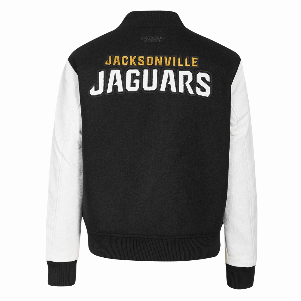 NFL JACKSONVILLE JAGUARS CLASSIC WOMEN'S WOOL VARSITY JACKET (BLACK/WHITE)