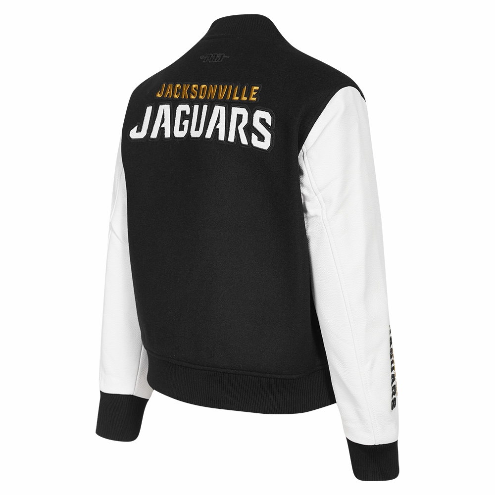 NFL JACKSONVILLE JAGUARS CLASSIC WOMEN'S WOOL VARSITY JACKET (BLACK/WHITE)