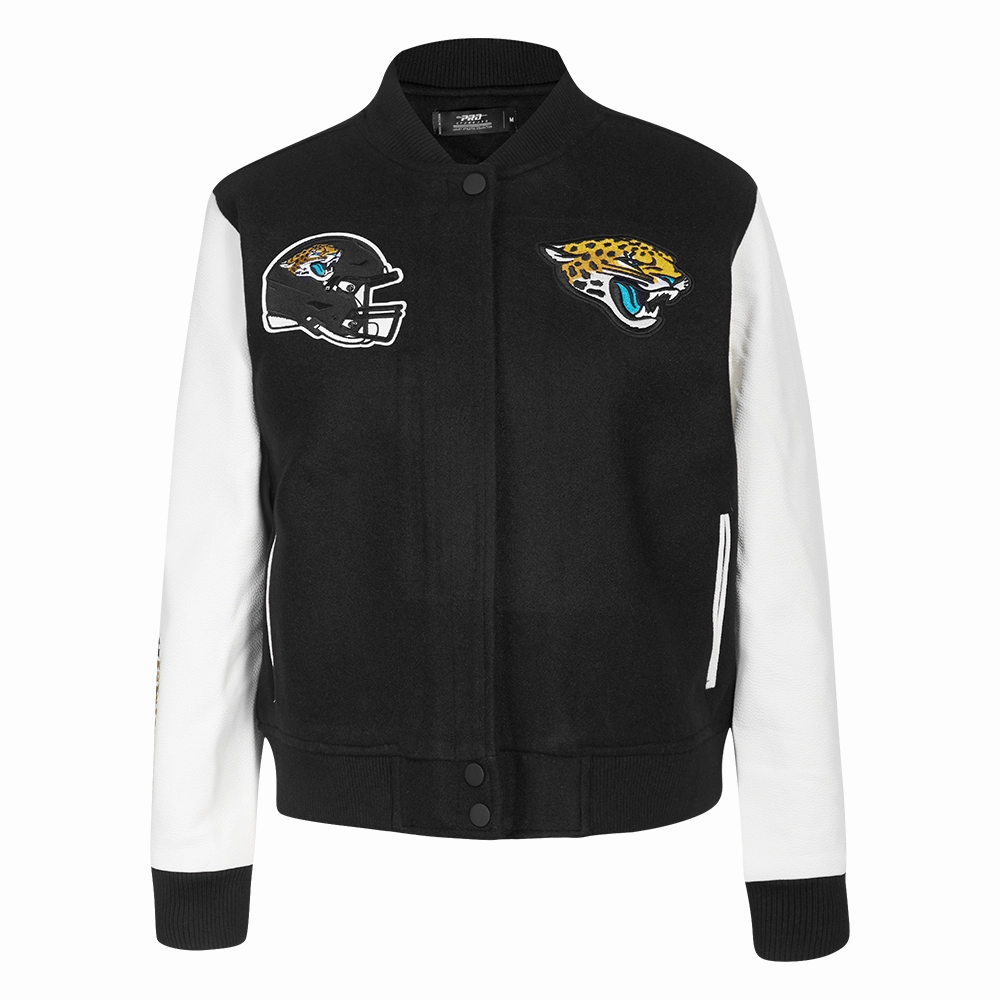 NFL JACKSONVILLE JAGUARS CLASSIC WOMEN'S WOOL VARSITY JACKET (BLACK/WHITE)