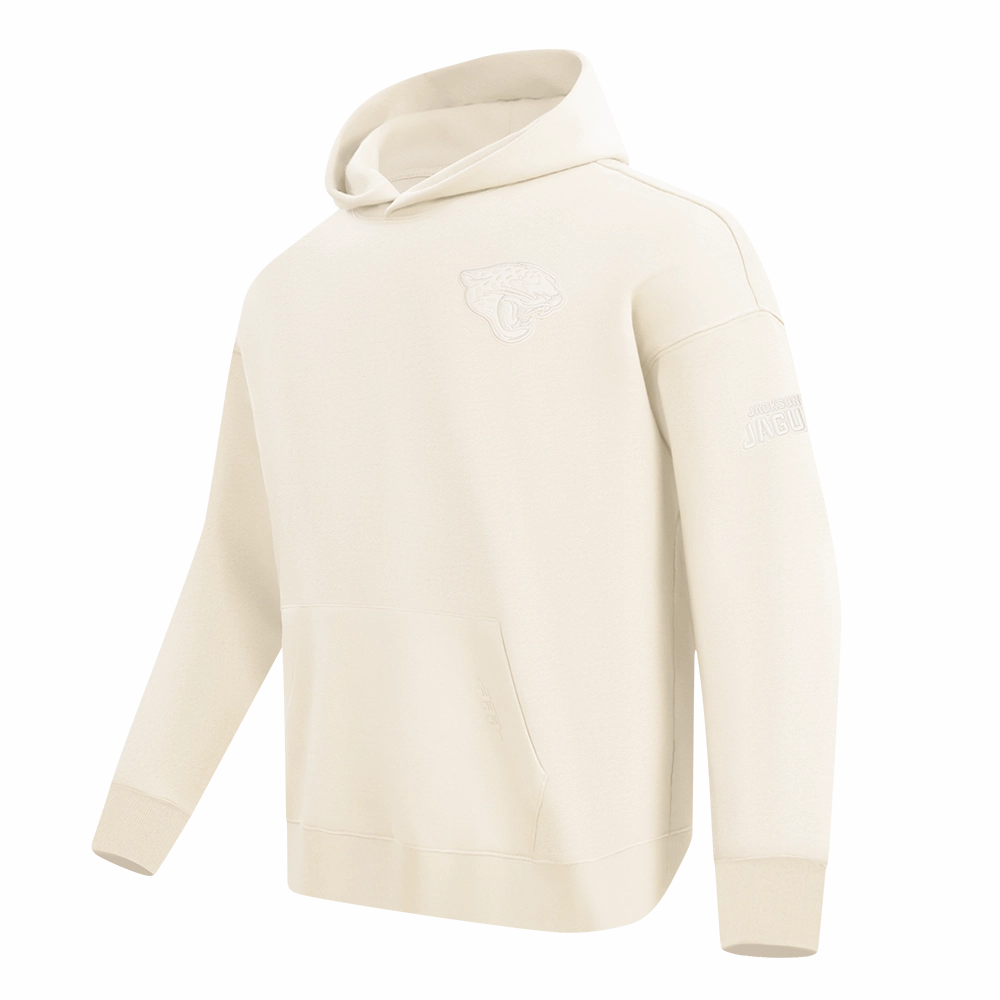 NFL JACKSONVILLE JAGUARS NEUTRAL MEN'S DROP SHOULDER FLEECE PULLOVER HOODIE (EGGSHELL)