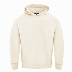 NFL JACKSONVILLE JAGUARS NEUTRAL MEN'S DROP SHOULDER FLEECE PULLOVER HOODIE (EGGSHELL)