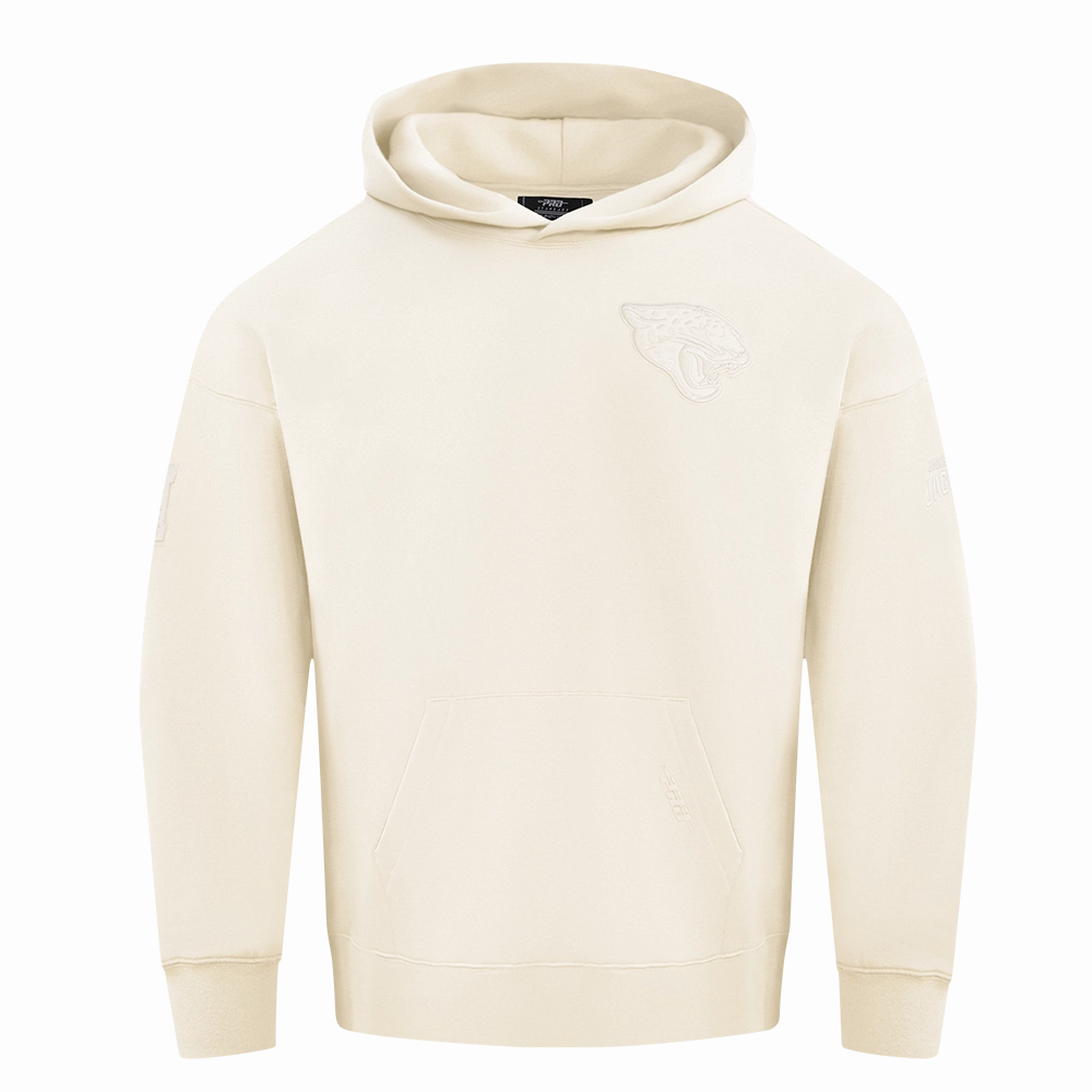 NFL JACKSONVILLE JAGUARS NEUTRAL MEN'S DROP SHOULDER FLEECE PULLOVER HOODIE (EGGSHELL)