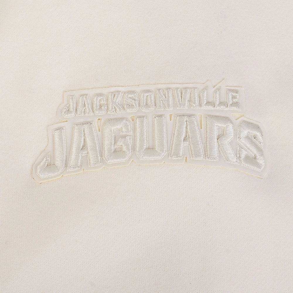 NFL JACKSONVILLE JAGUARS NEUTRAL MEN'S DROP SHOULDER FLEECE PULLOVER HOODIE (EGGSHELL)