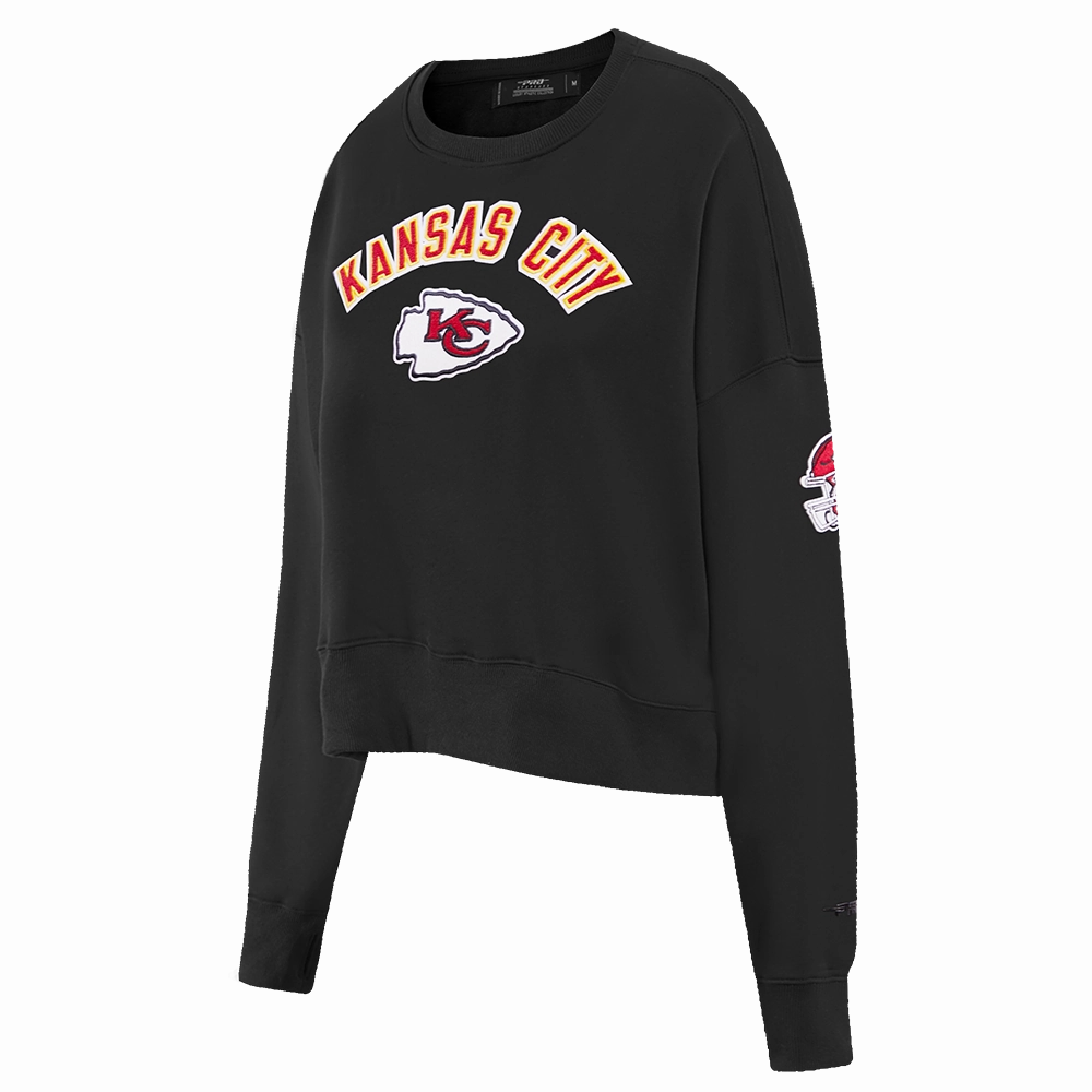 NFL KANSAS CITY CHIEFS CLASSIC WOMEN'S FLEECE CREWNECK (BLACK)