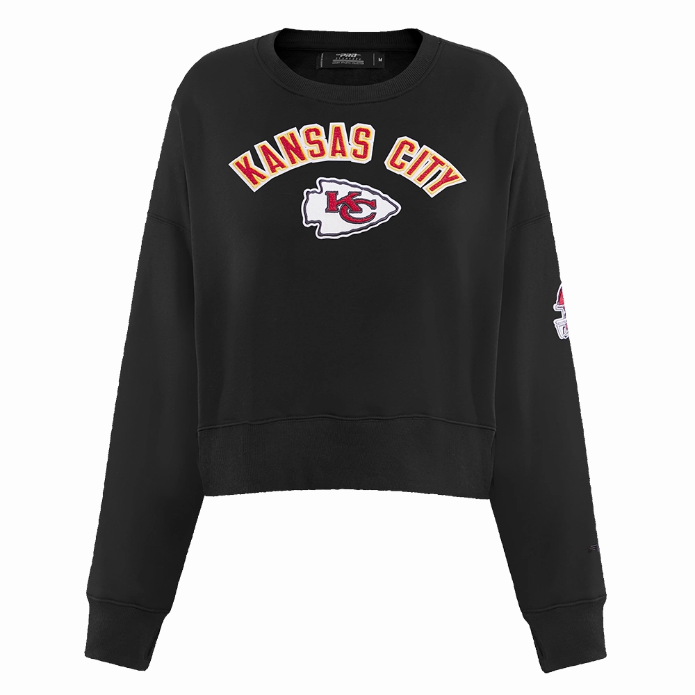 NFL KANSAS CITY CHIEFS CLASSIC WOMEN'S FLEECE CREWNECK (BLACK)