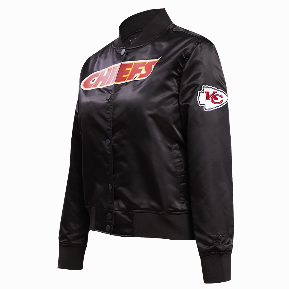 NFL KANSAS CITY CHIEFS CLASSIC WOMEN'S SATIN JACKET (BLACK)