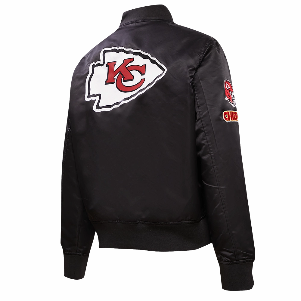 NFL KANSAS CITY CHIEFS CLASSIC WOMEN'S SATIN JACKET (BLACK)