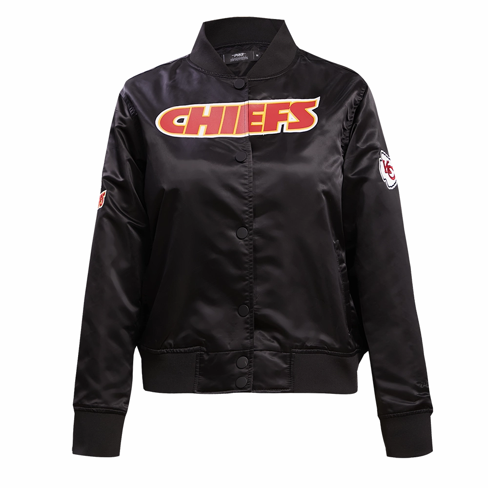 NFL KANSAS CITY CHIEFS CLASSIC WOMEN'S SATIN JACKET (BLACK)