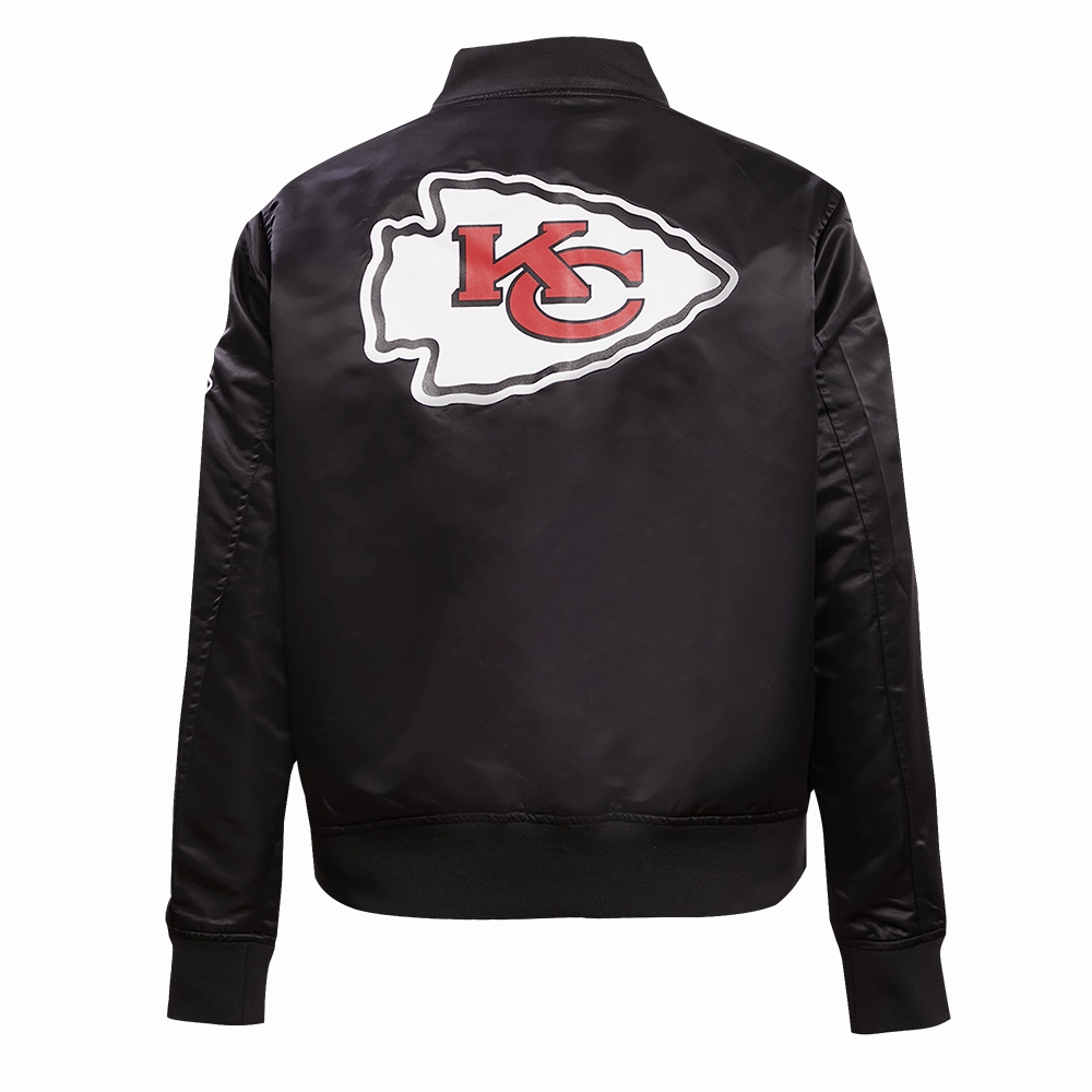 NFL KANSAS CITY CHIEFS CLASSIC WOMEN'S SATIN JACKET (BLACK)