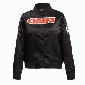 NFL KANSAS CITY CHIEFS CLASSIC WOMEN'S SATIN JACKET (BLACK)