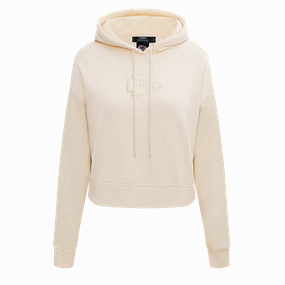 NFL KANSAS CITY CHIEFS NEUTRAL WOMEN'S CROPPED PULLOVER HOODIE (EGGSHELL)
