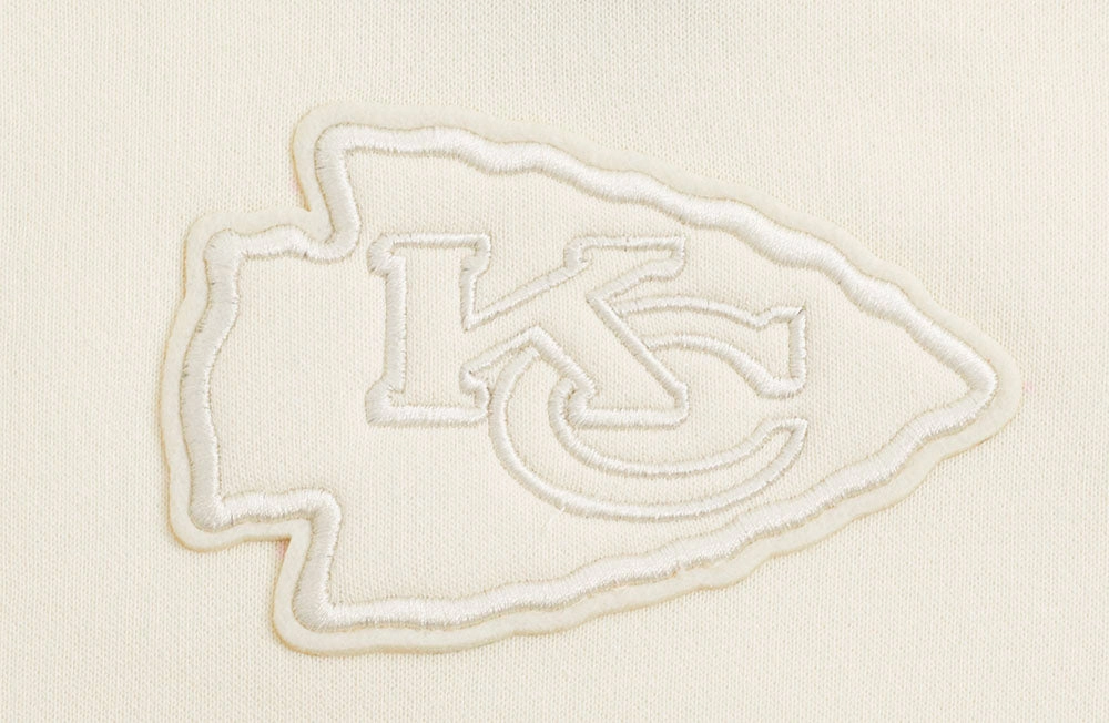 NFL KANSAS CITY CHIEFS NEUTRAL WOMEN'S CROPPED PULLOVER HOODIE (EGGSHELL)