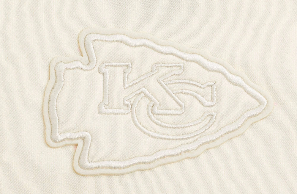 NFL KANSAS CITY CHIEFS NEUTRAL WOMEN'S CROPPED PULLOVER HOODIE (EGGSHELL)