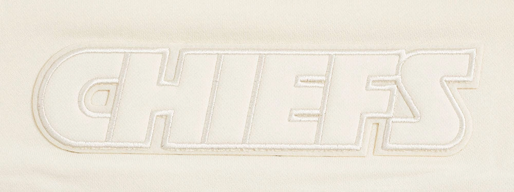 NFL KANSAS CITY CHIEFS NEUTRAL WOMEN'S CROPPED PULLOVER HOODIE (EGGSHELL)