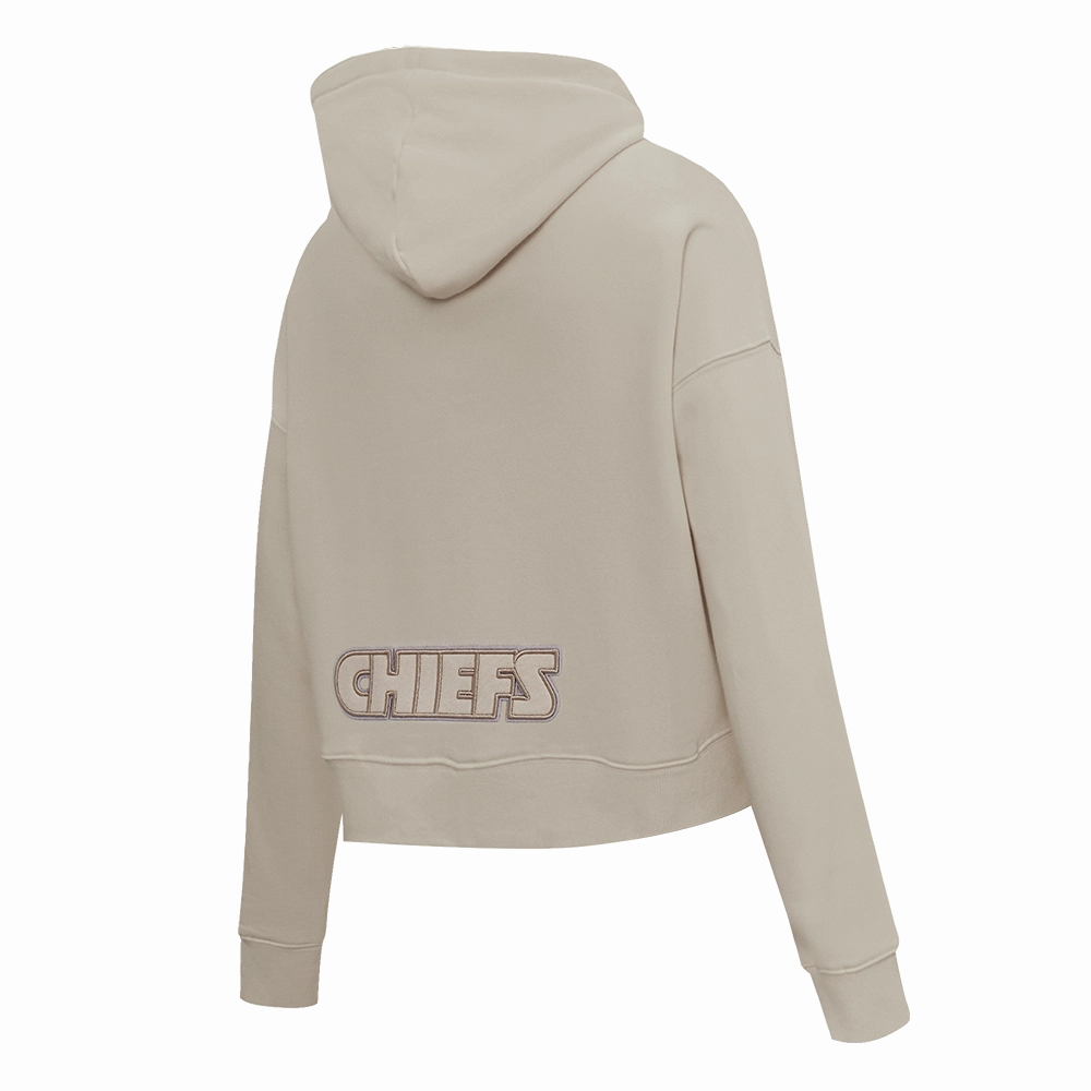 NFL KANSAS CITY CHIEFS NEUTRAL WOMEN'S CROPPED PULLOVER HOODIE (TAUPE)