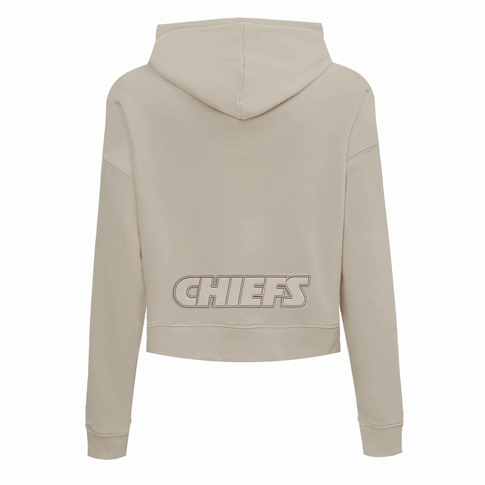 NFL KANSAS CITY CHIEFS NEUTRAL WOMEN'S CROPPED PULLOVER HOODIE (TAUPE)