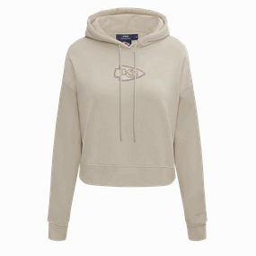 NFL KANSAS CITY CHIEFS NEUTRAL WOMEN'S CROPPED PULLOVER HOODIE (TAUPE)